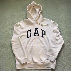 White GAP Logo Fleece Pullover Hoodie
